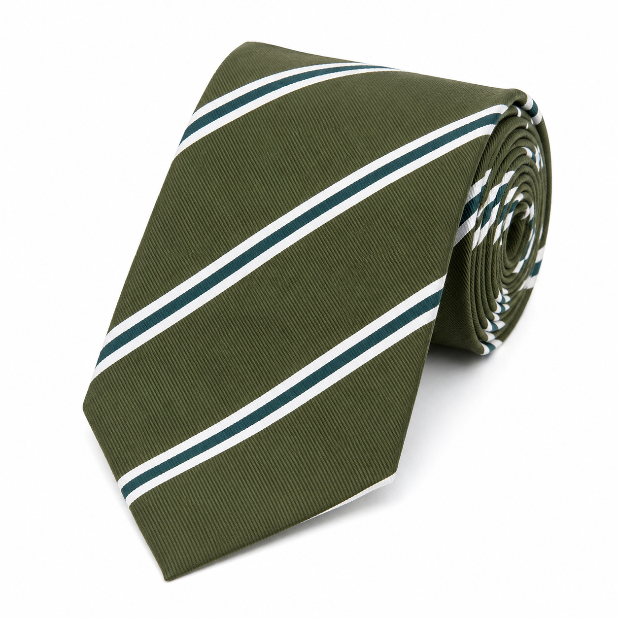 Sage Green Teal White Striped Formal Necktie