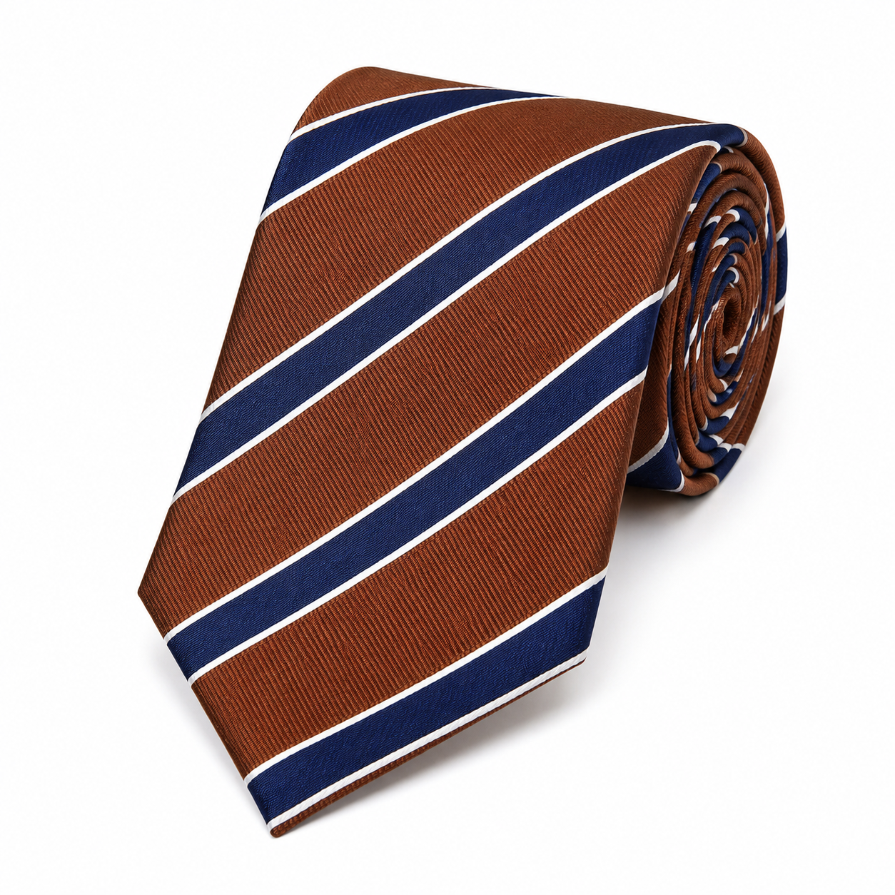 Cognac Brown Triple Stripe Necktie