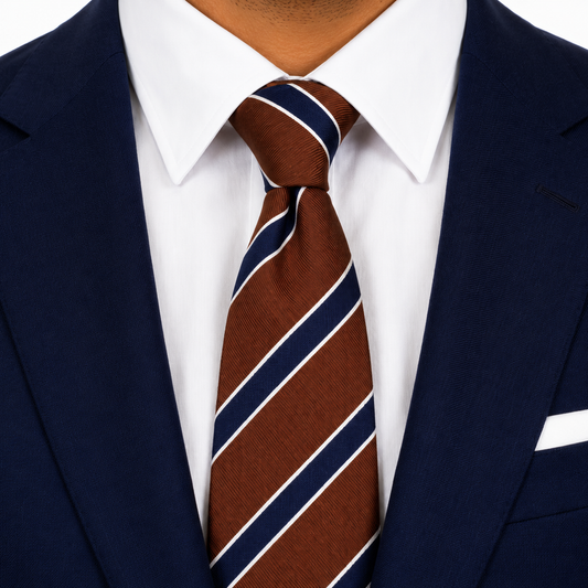 Cognac Brown Triple Stripe Necktie