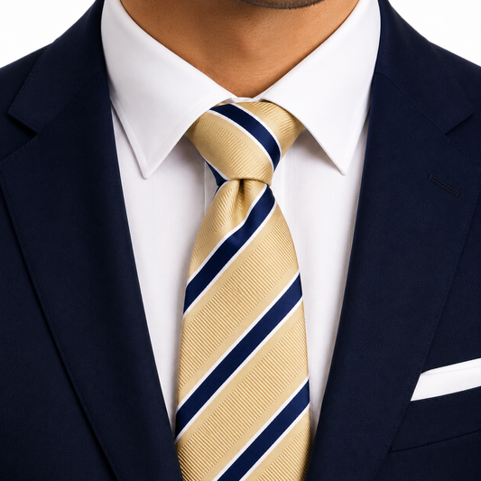 Champagne Navy Formal Striped Tie