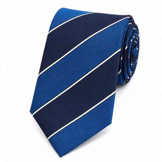 Royal Blue Navy Textured Stripe Necktie