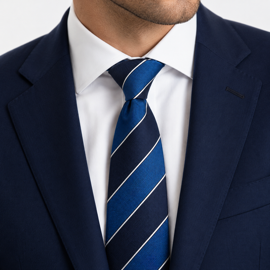 Royal Blue Navy Textured Stripe Necktie