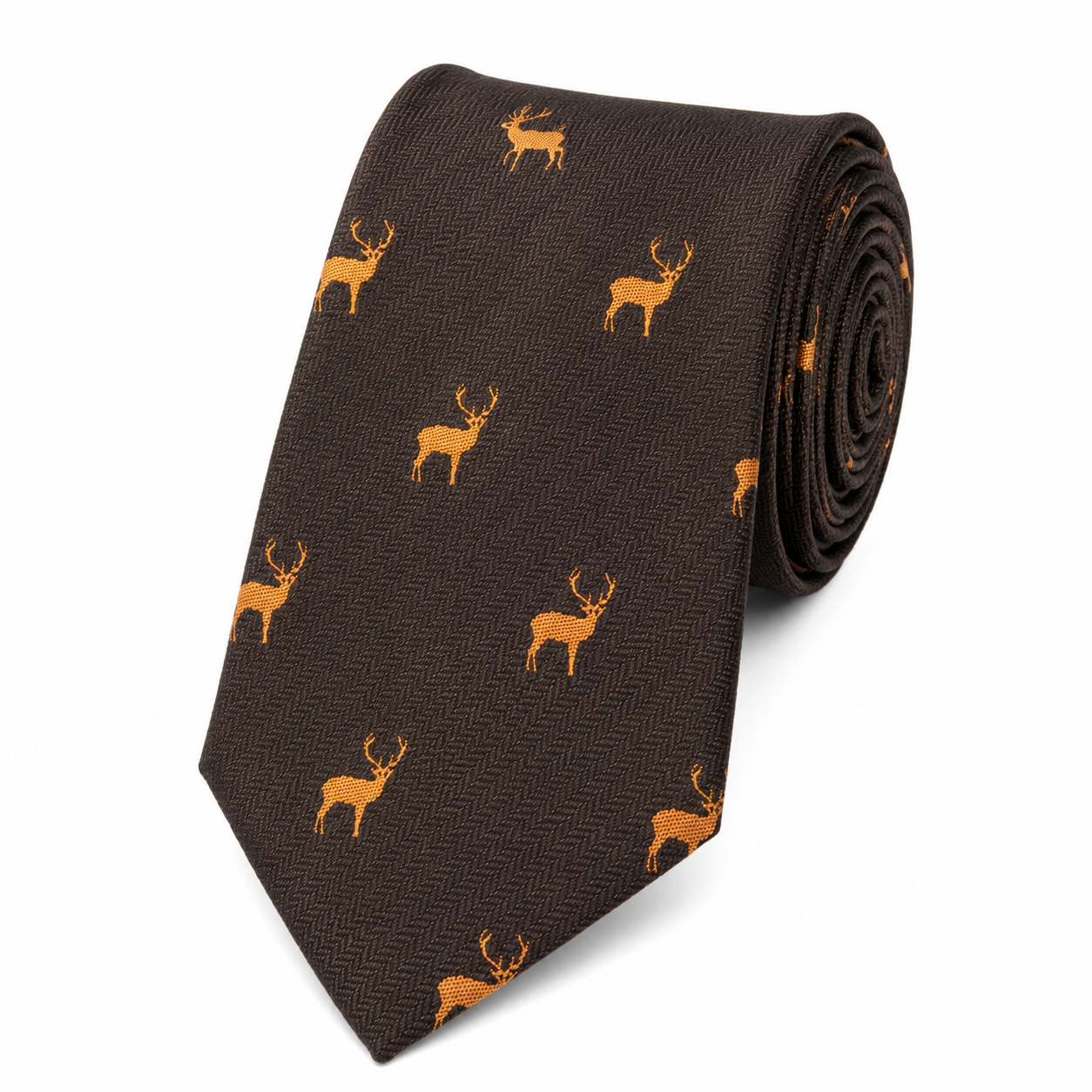 Charcoal Grey Stag Deer Motif Necktie
