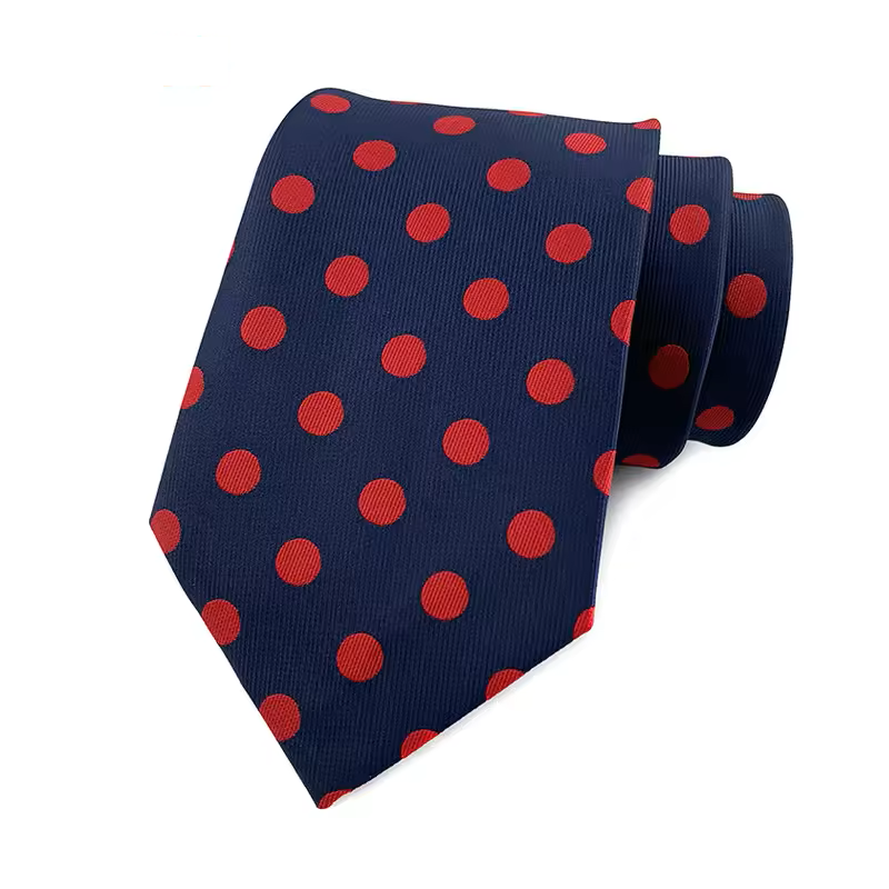Navy Red Bold Polka Dot Necktie