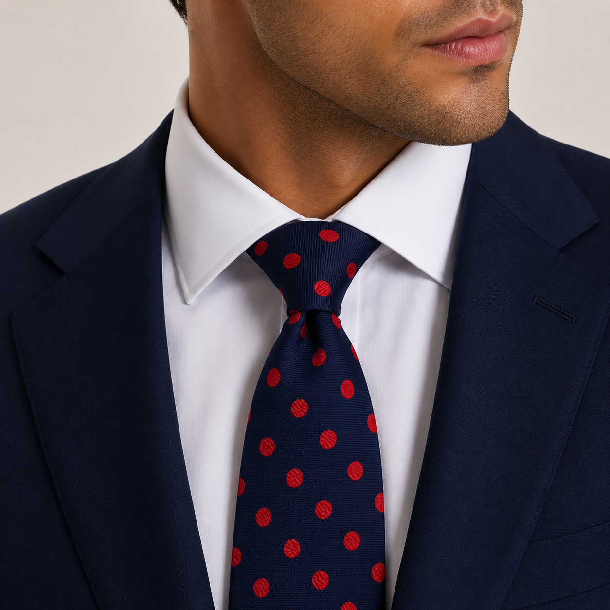 Navy Red Bold Polka Dot Necktie