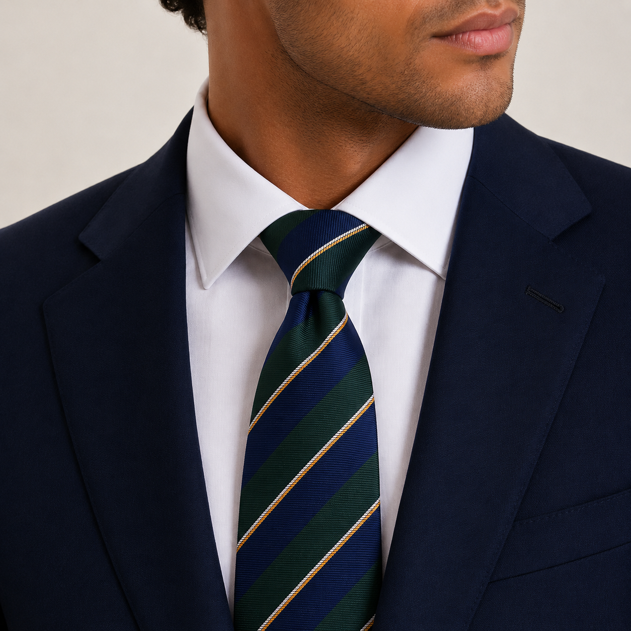 Navy Teal Green Gold Double Stripe
