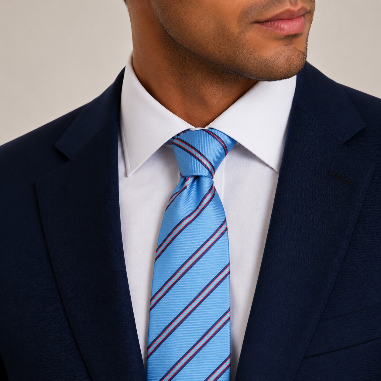 Sky Blue Purple Triple Stripe Necktie