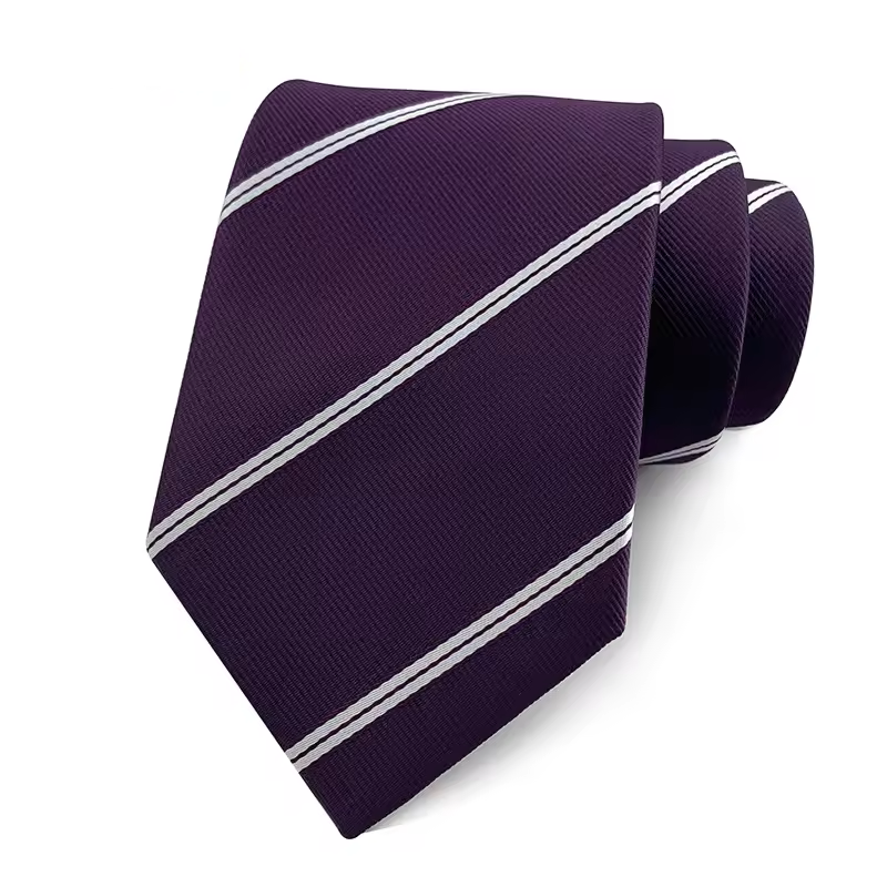 Deep Purple White Double Stripe Necktie