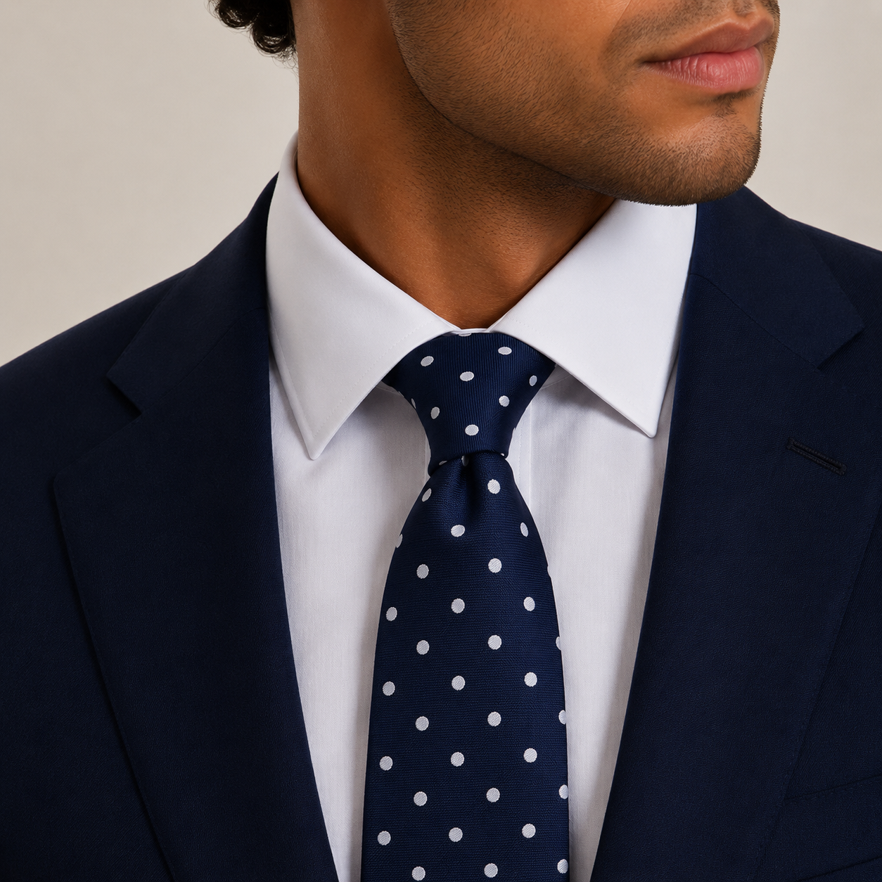 Navy White Polka Dot Necktie