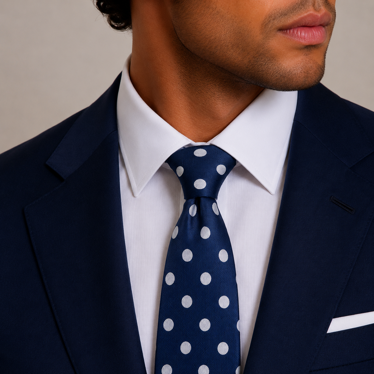 Royal Blue White Polka Dot Necktie
