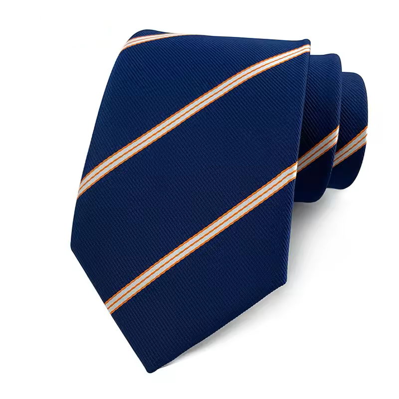Navy Gold Double Stripe Accent Tie