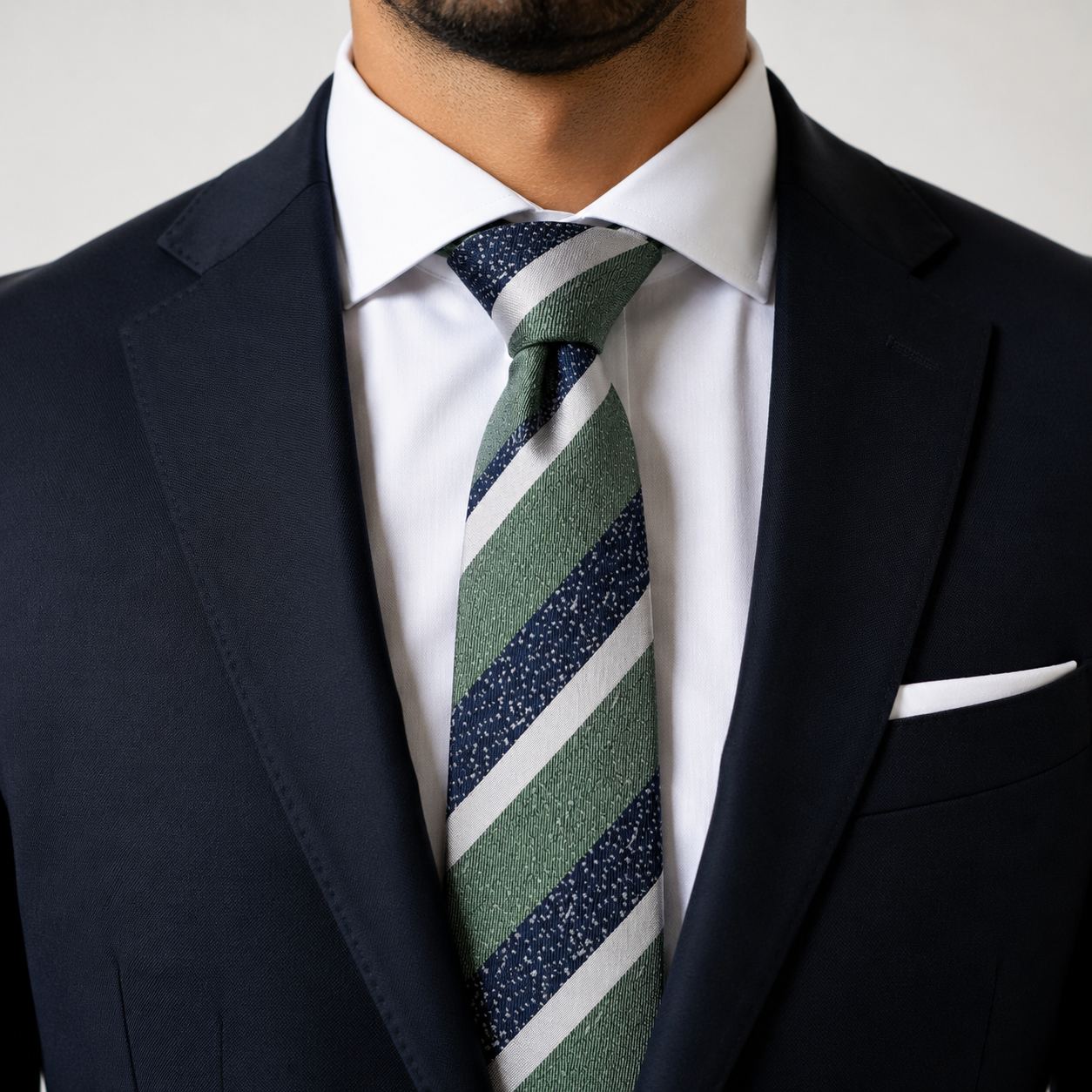 Windsor Sage Green & Navy Striped Premium Tie