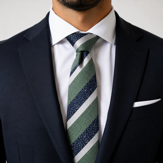 Windsor Sage Green & Navy Striped Premium Tie