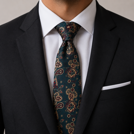The Kensington Teal Paisley & Floral Premium Tie