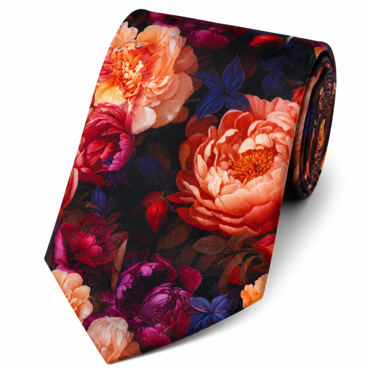 The Belgravia Noir Peony Bloom Floral Tie