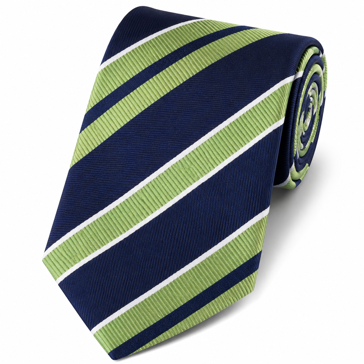 The Ascot Navy & Lime Green Stripe Tie