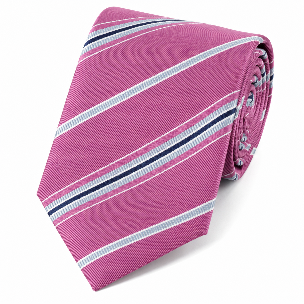 The Mayfair Fuchsia & Navy Double Stripe Tie