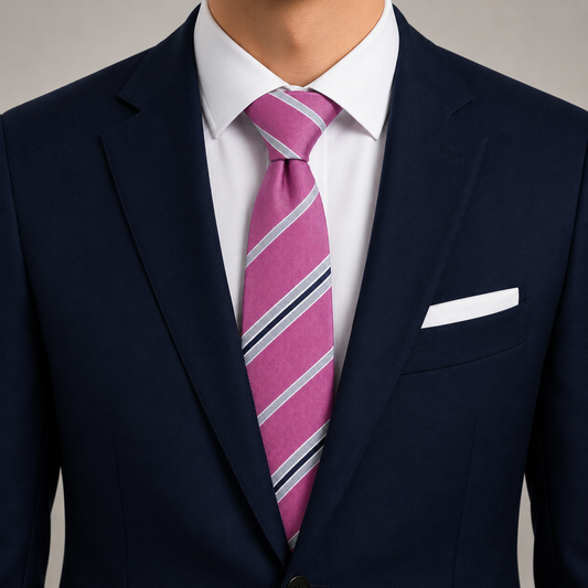 The Mayfair Fuchsia & Navy Double Stripe Tie