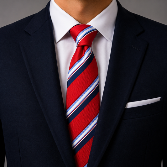 The Guardsman Crimson & Navy Double Stripe Tie