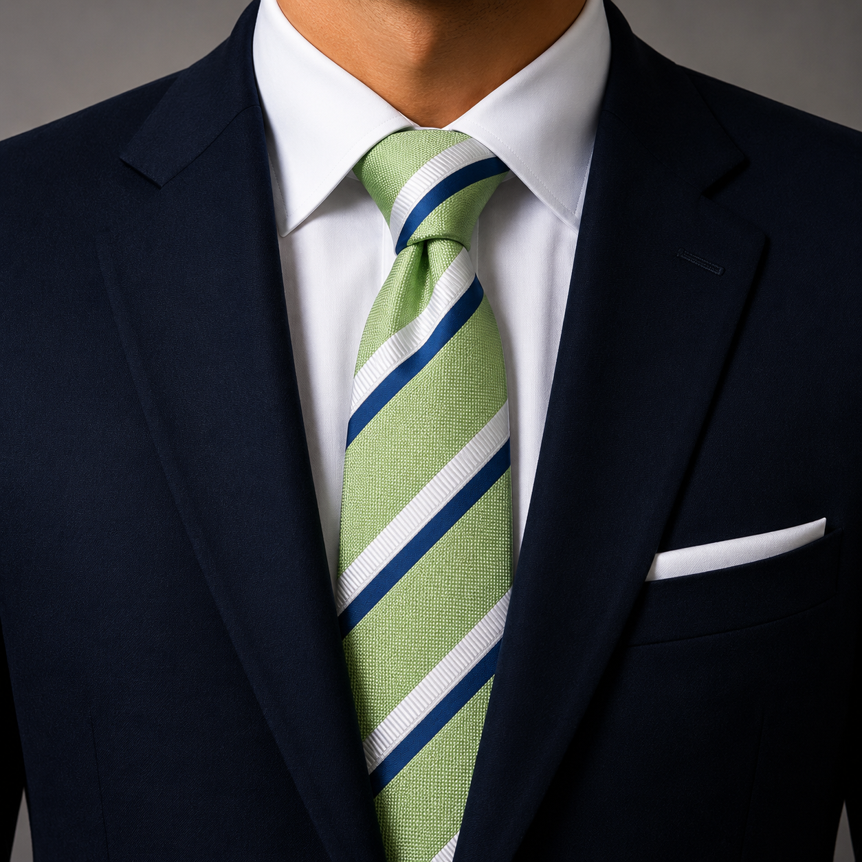 The Grosvenor Apple Green & Royal Blue Stripe Tie