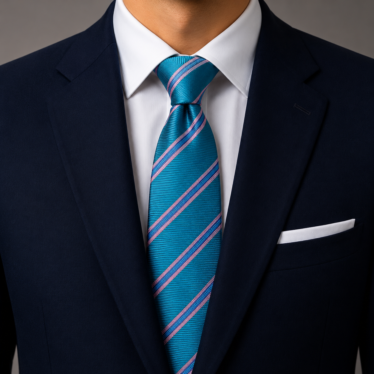 The Riviera Peacock Teal & Coral Double Stripe Tie
