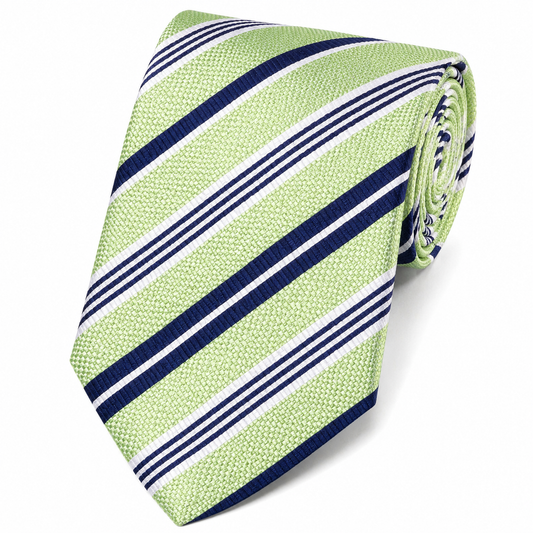 The Squadron Apple Green & Navy Triple Stripe Tie