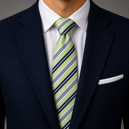 The Squadron Apple Green & Navy Triple Stripe Tie