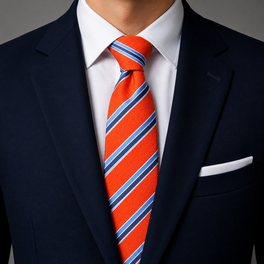 The Maharaja Vermillion & Royal Blue Stripe Tie