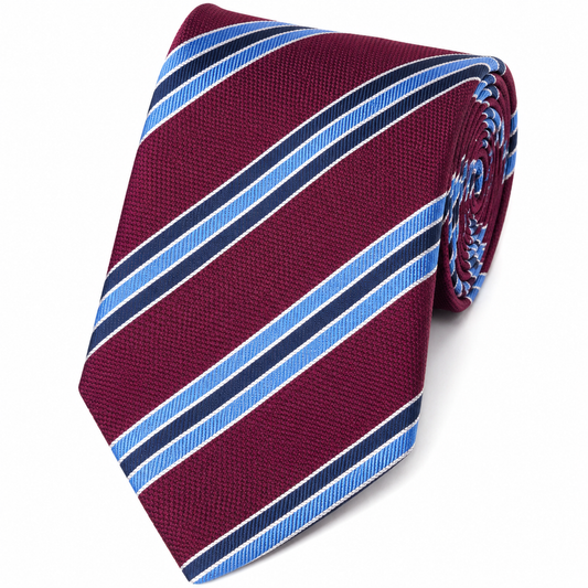 The Ascot Burgundy & Royal Blue Double Stripe Tie