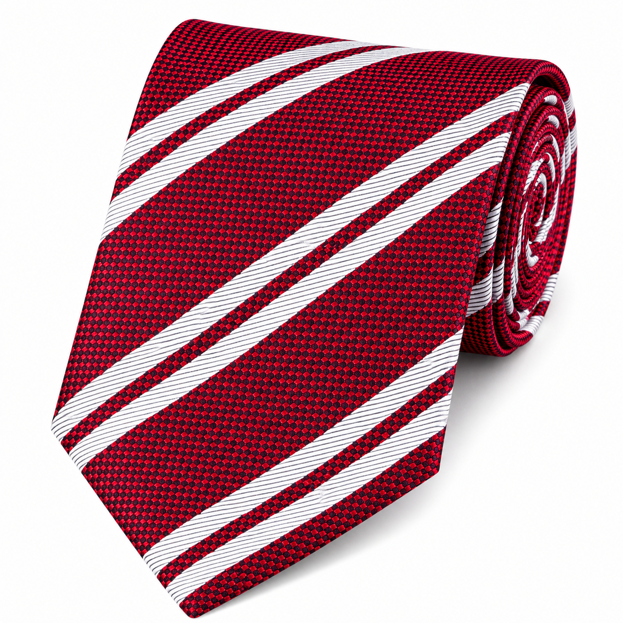 The Hussars Crimson & Pearl Double Stripe Tie