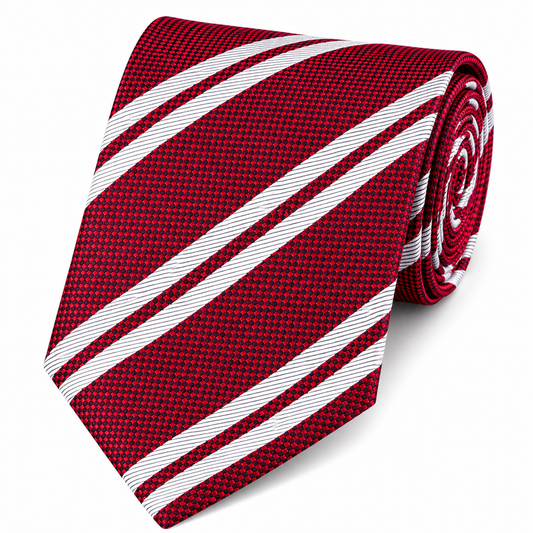 The Hussars Crimson & Pearl Double Stripe Tie