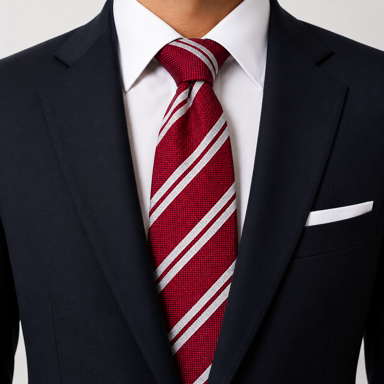 The Hussars Crimson & Pearl Double Stripe Tie