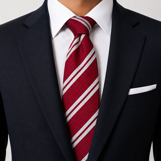 The Hussars Crimson & Pearl Double Stripe Tie