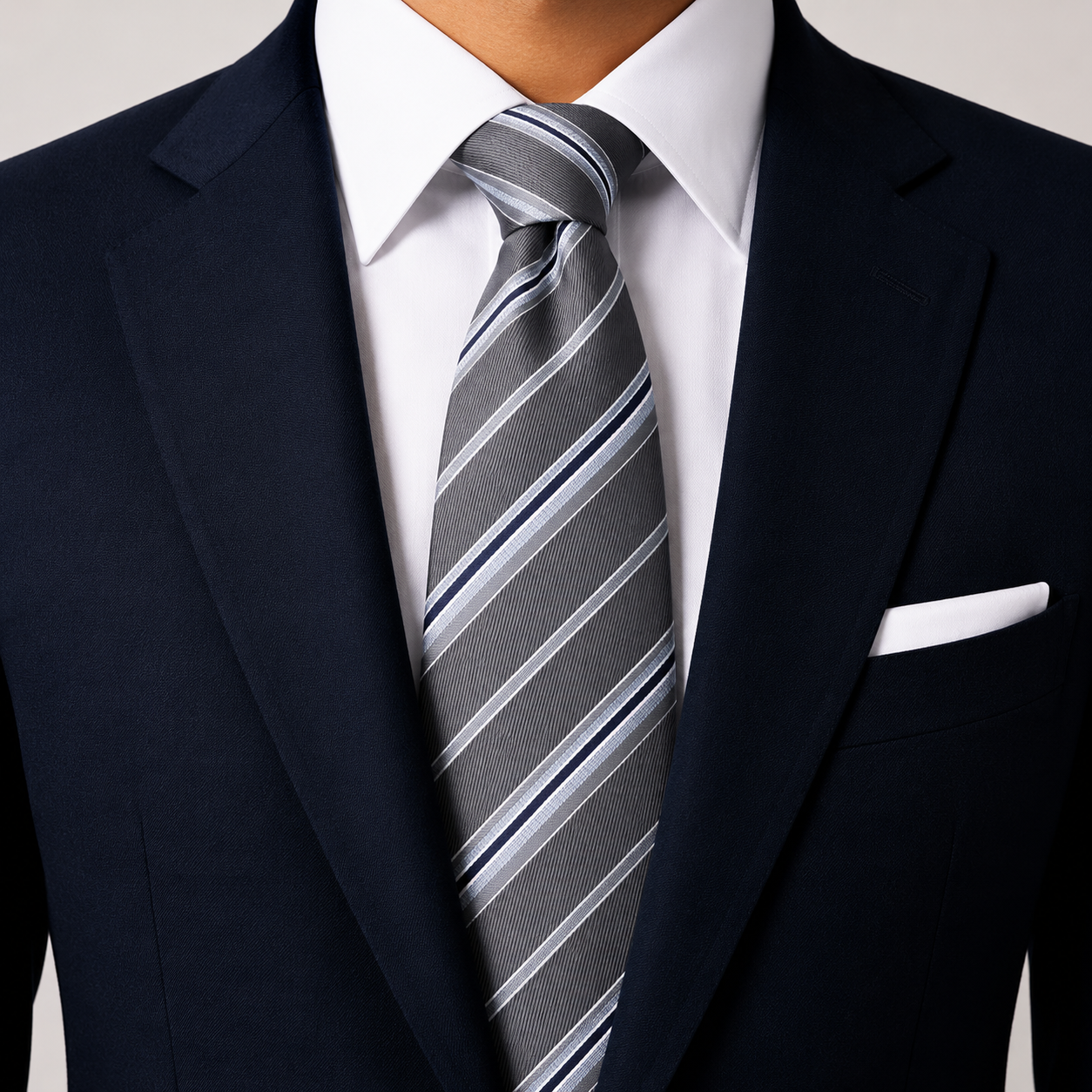 The Pall Mall Charcoal & Silver Double Stripe Tie