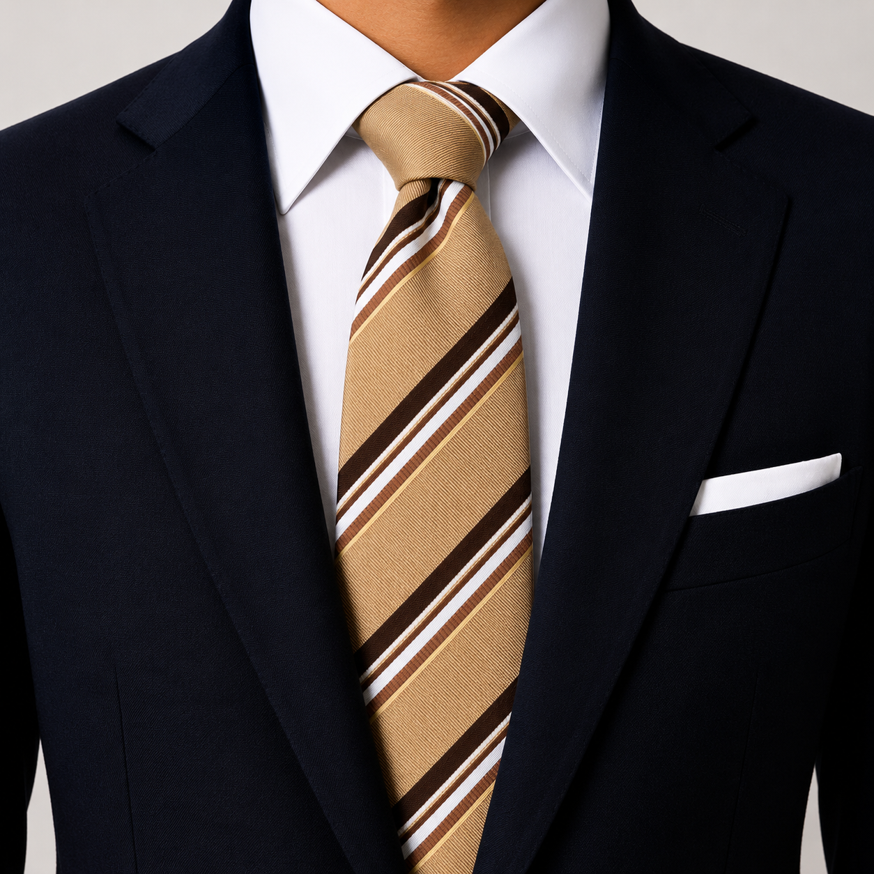 The Safari Champagne Gold & Chocolate Stripe Tie