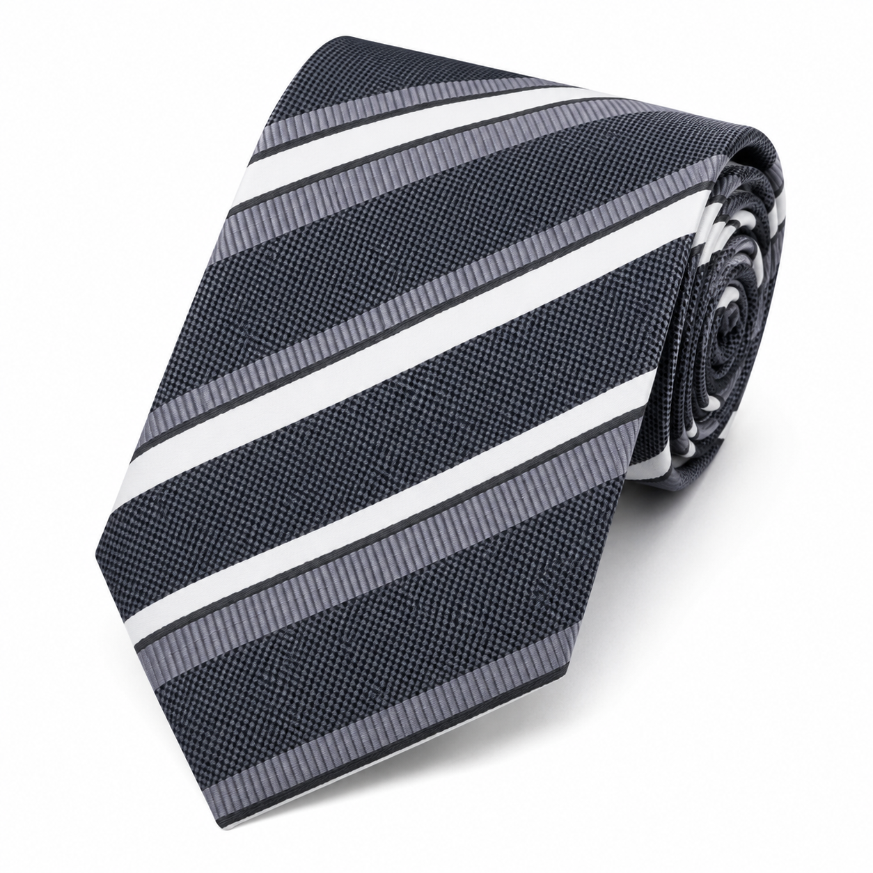 The Whitehall Navy & Silver Double Stripe Tie