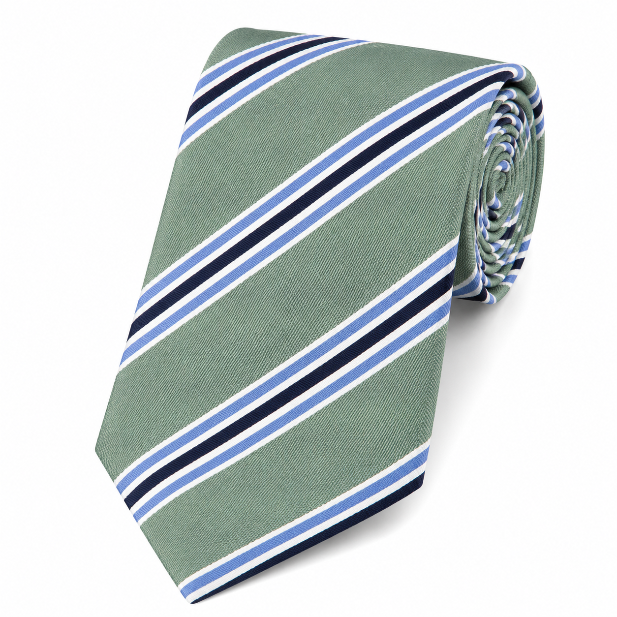 The Manor Sage Green & Royal Blue Double Stripe Tie