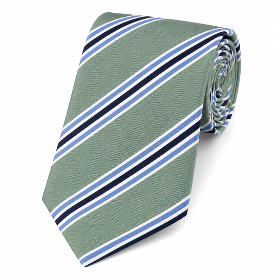 The Manor Sage Green & Royal Blue Double Stripe Tie