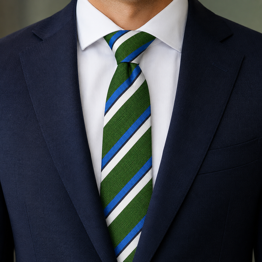 The Cotswolds Forest Green & Royal Blue Stripe Tie