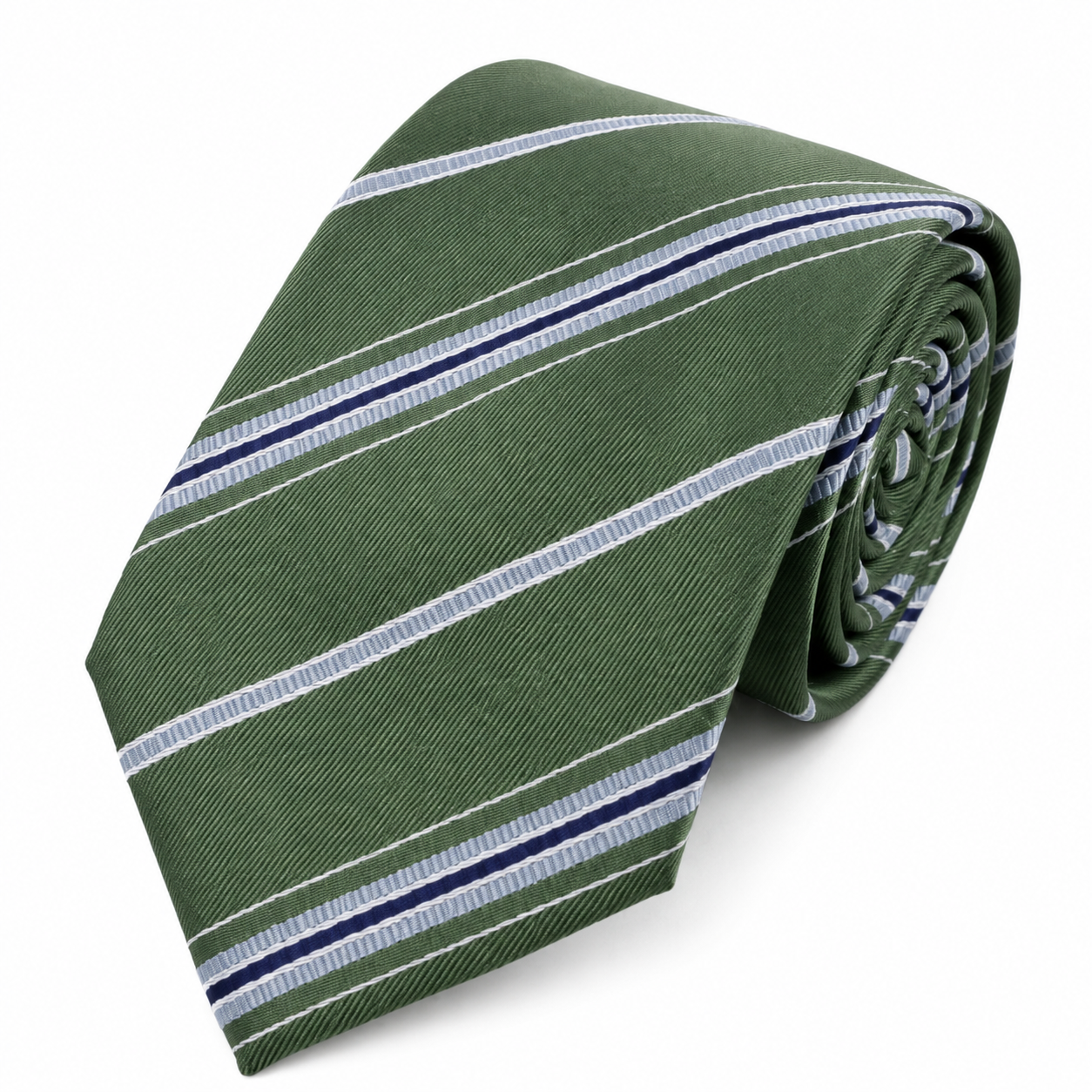 The Regimental Forest Green & Silver Double Stripe Tie