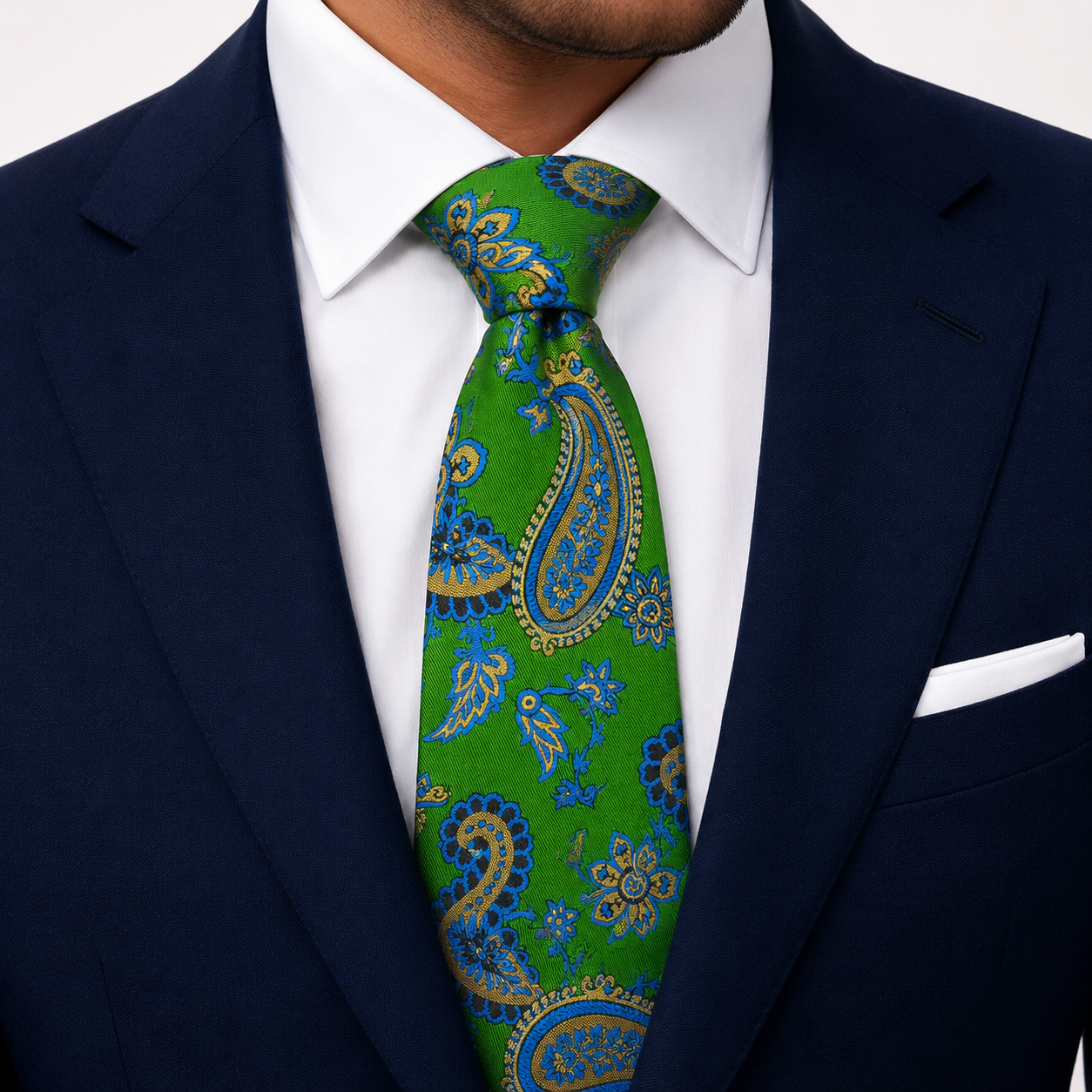 The Jaipur Emerald Green Paisley Floral Tie - Model