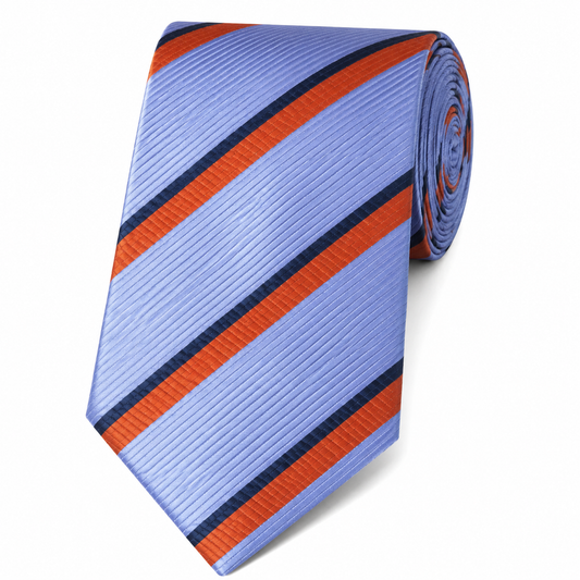 The Azure Periwinkle & Crimson Regimental Stripe Tie by Albetro flat lay