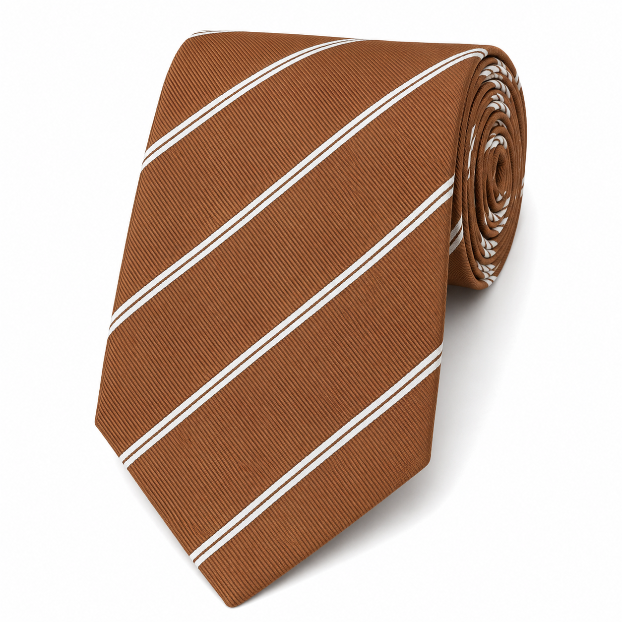 The Amber Regimental Double Stripe Tie by Albetro flat lay detail