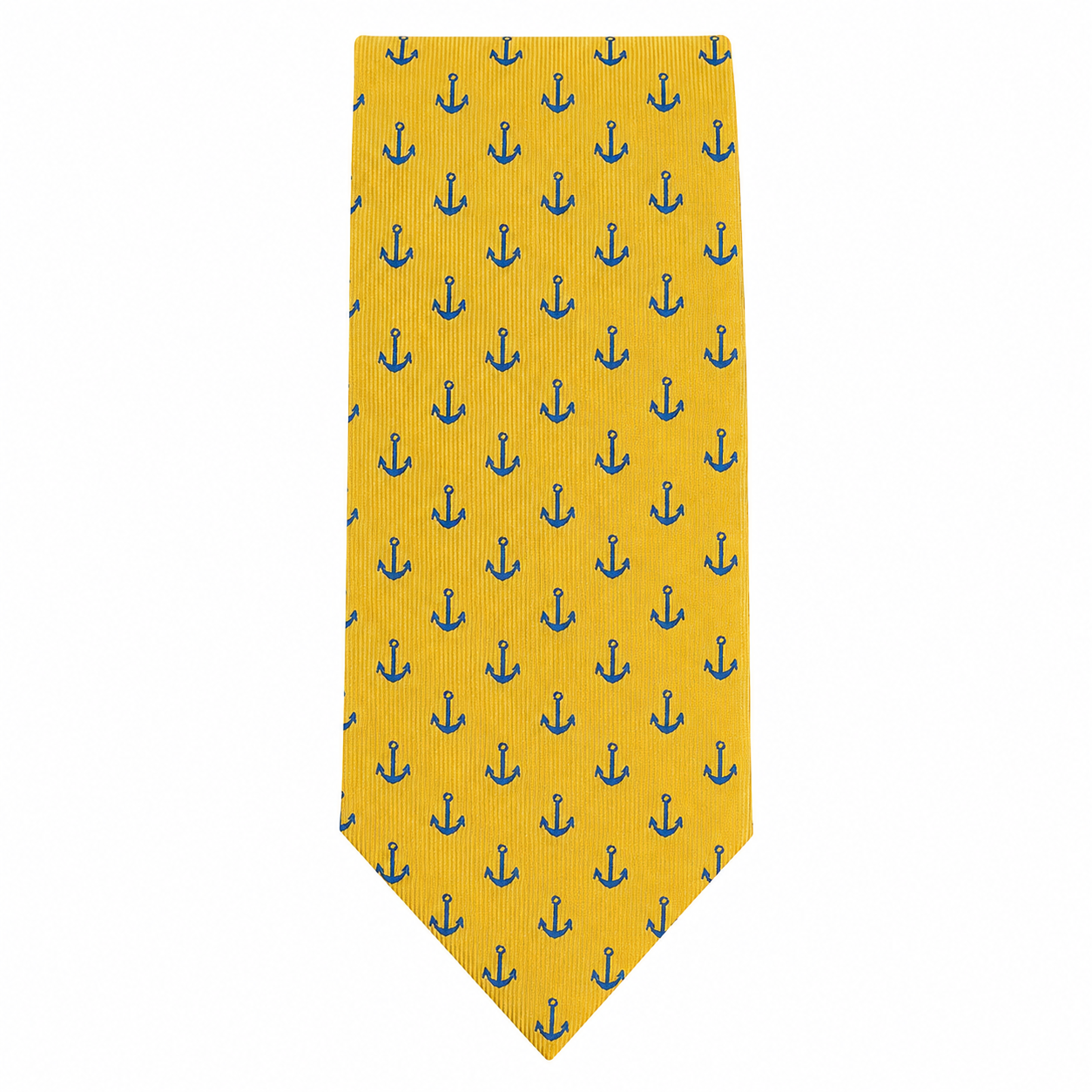 The Admiral's Gold Anchor Motif Tie - Flat Lay