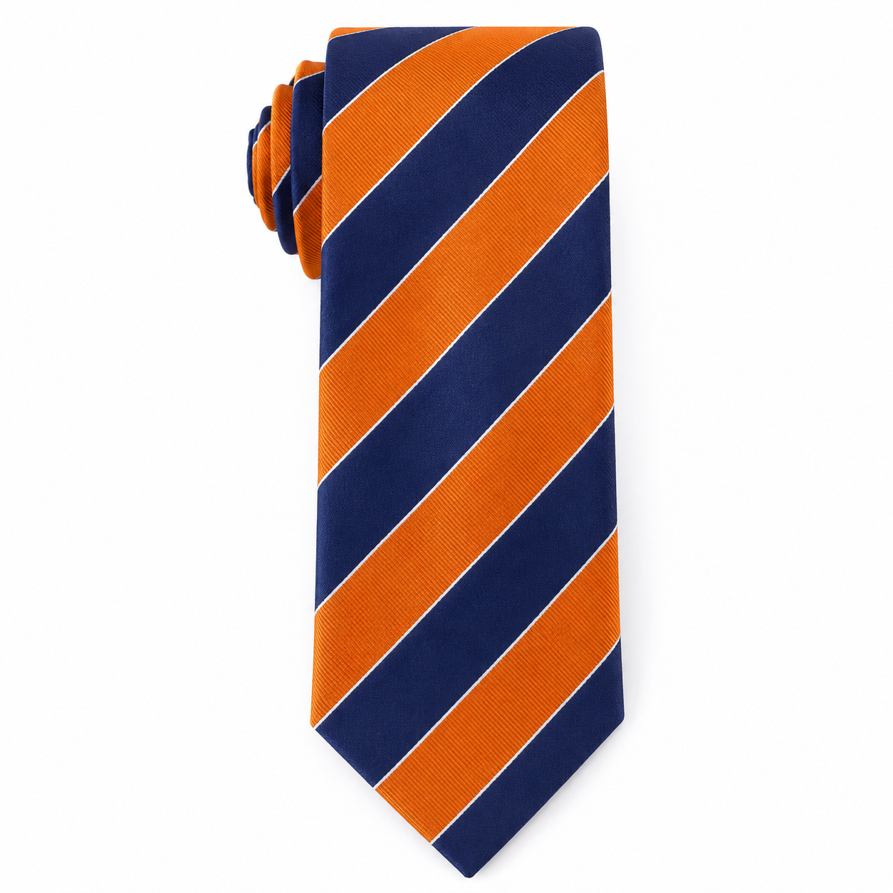 The Princeton Orange & Navy Stripe Tie - Flat Lay
