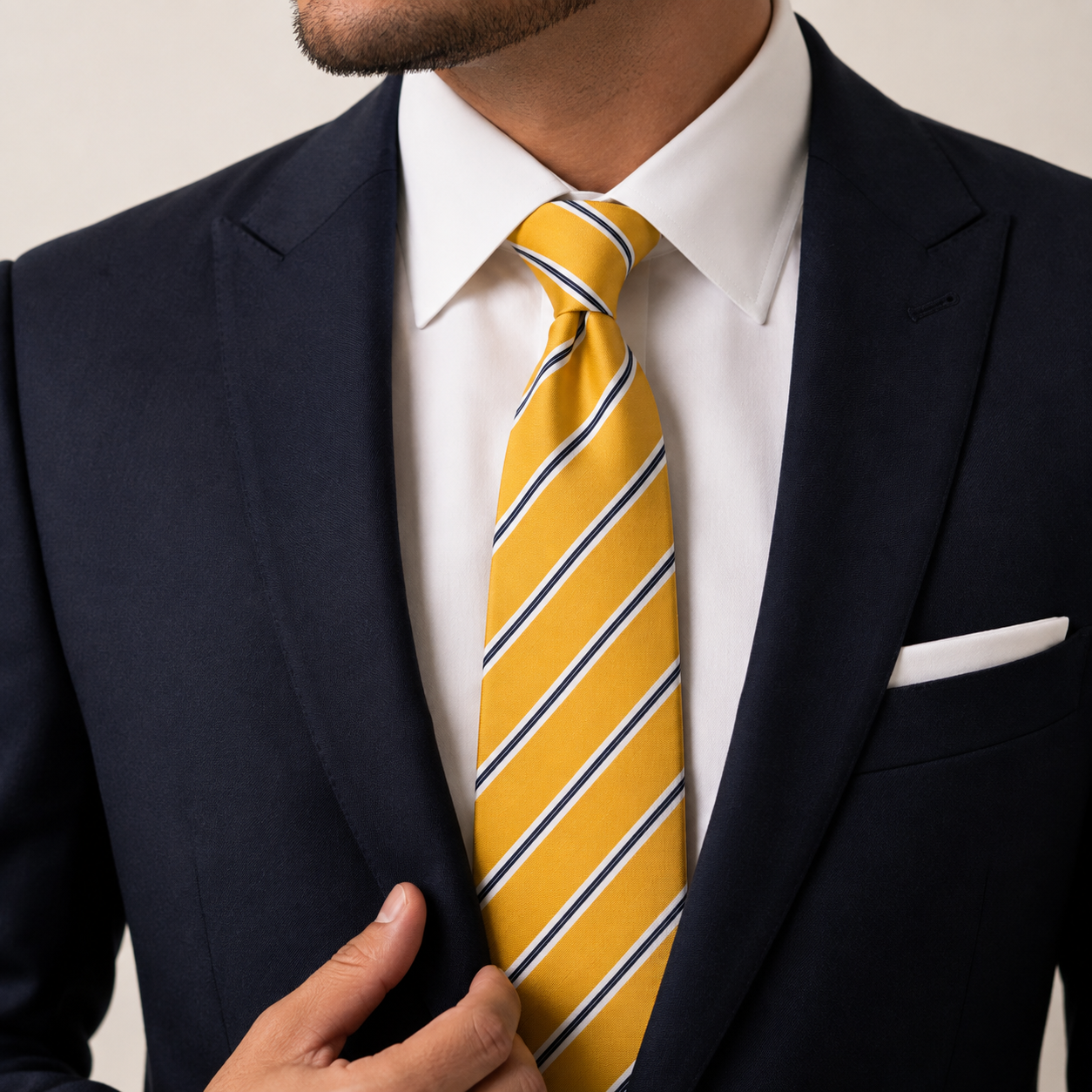 The Sunbeam Gold Pinstripe Tie - Model