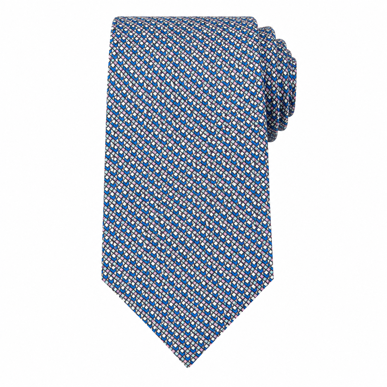 The Glacier Blue Micro Motif Tie - Flat Lay