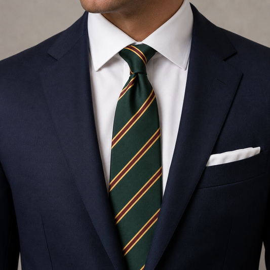 The Sherwood Green Club Stripe Tie - Model