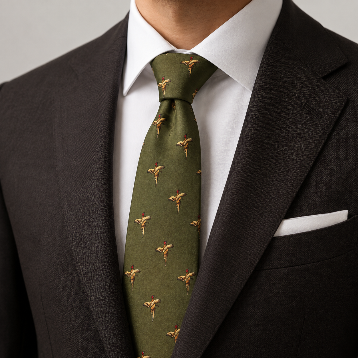 The Countryside Pheasant Motif Tie - Model
