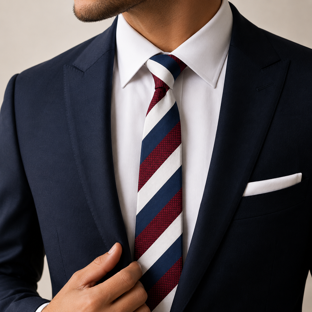 The Regatta Tri-Colour Bold Stripe Slim Tie - Model